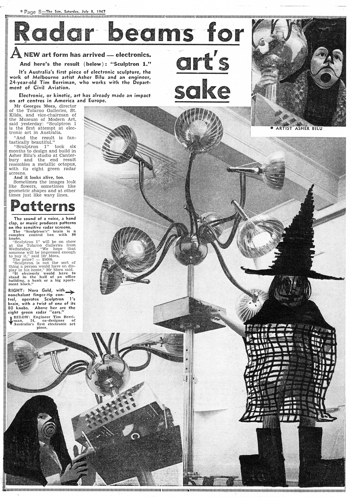 Sculptron (1967) Newspaper article handpainted by artist